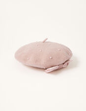 Amelie Beret in Pure Wool, Pink (PINK), large