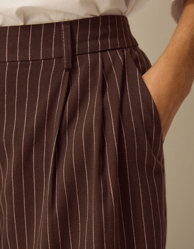Jen Pinstripe Wide Leg Trousers, Brown (CHOCOLATE), large