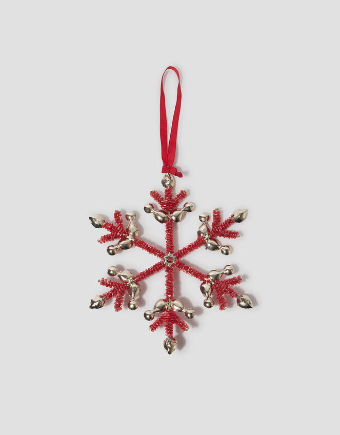 Embellished Snowflake Christmas Tree Decoration, Red (RED), large