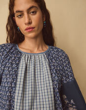 East Milly Floral Patchwork Blouse, Blue (BLUE), large