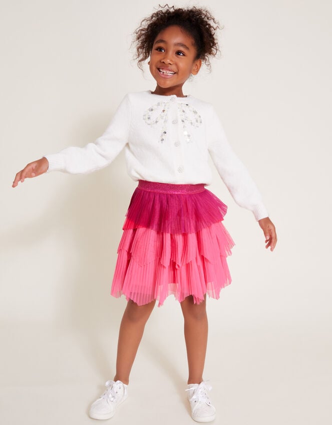 Tier Pleated Mesh Skirt, Pink (PINK), large