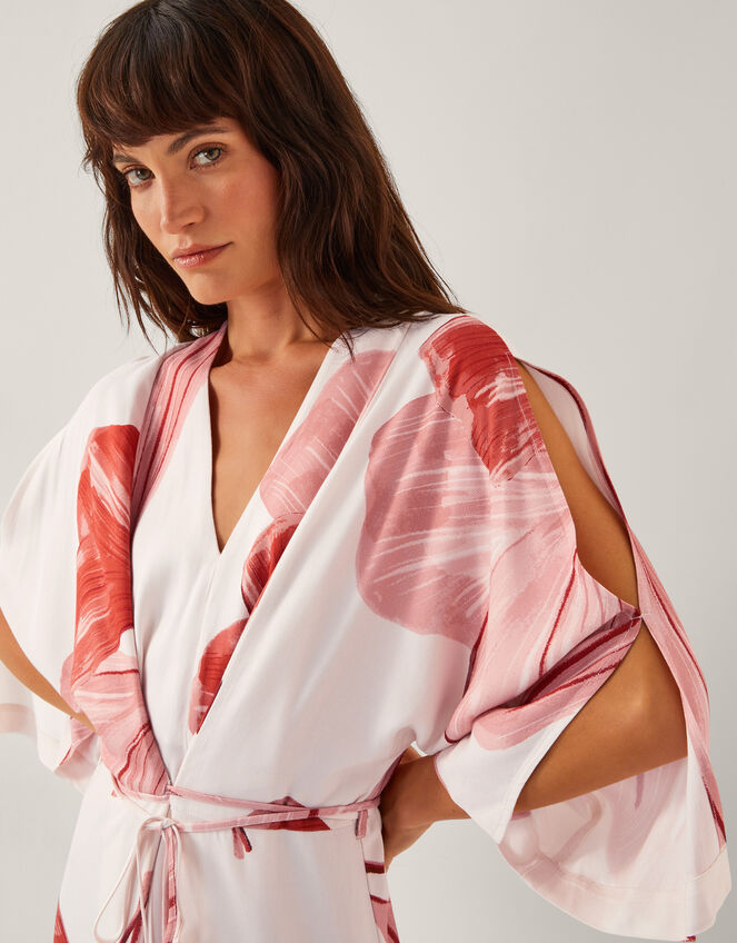 June Floral Kimono Maxi Dress, Ivory (IVORY), large