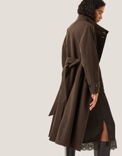 Tia Funnel Trench Coat, Brown (CHOCOLATE), large