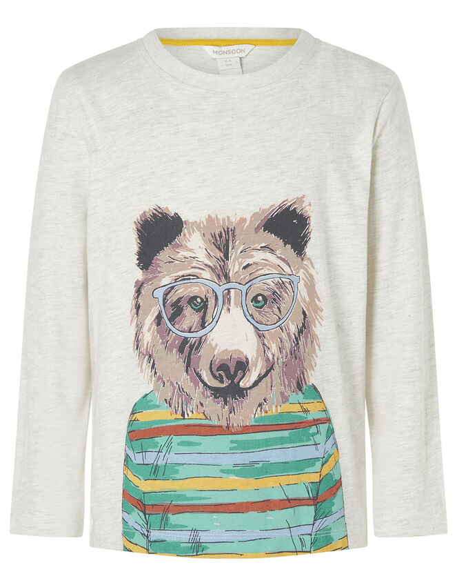 Bear Print Sweatshirt, Gray (GREY), large