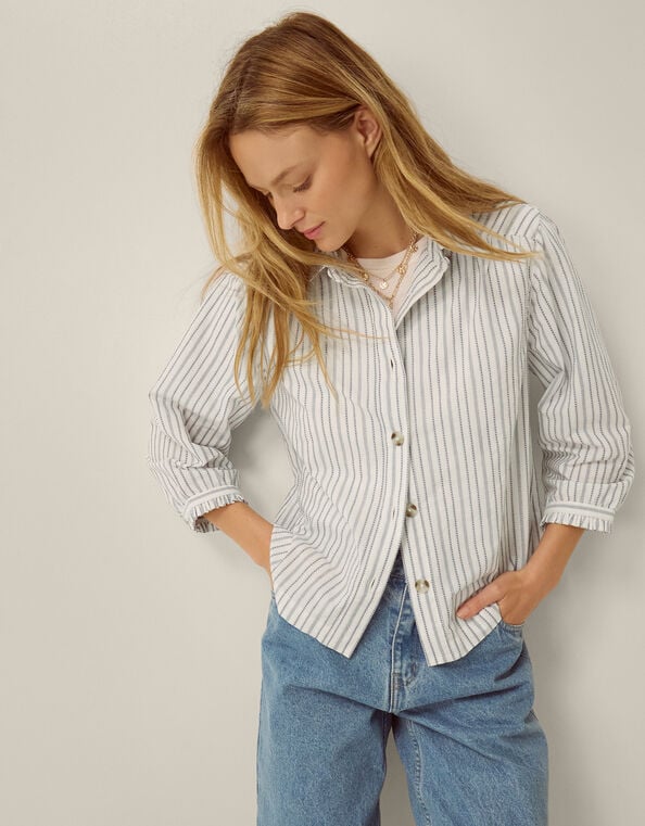 Gilly Stripe Shirt, White (WHITE), large