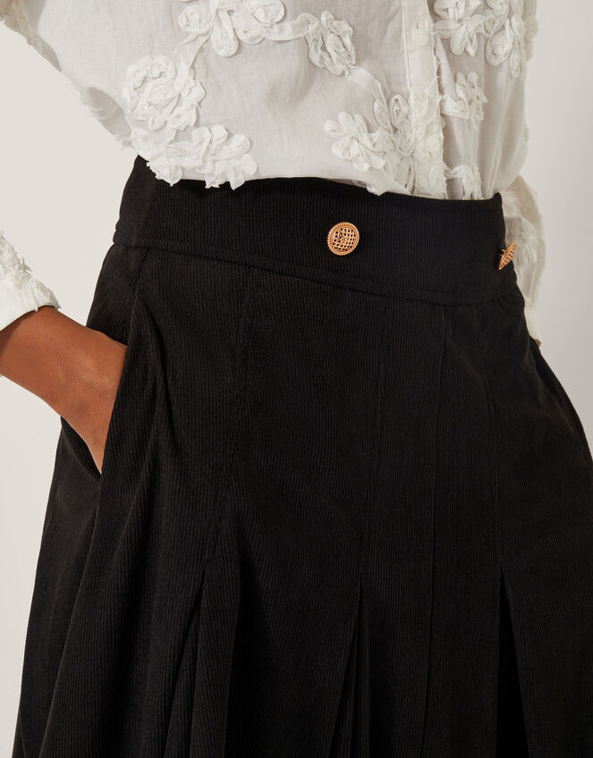 Shan Stretch Corduroy Midi Skirt, Black (BLACK), large