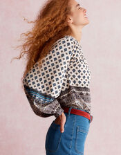 Hern Print Jersey Blouse, Cream (CREAM), large