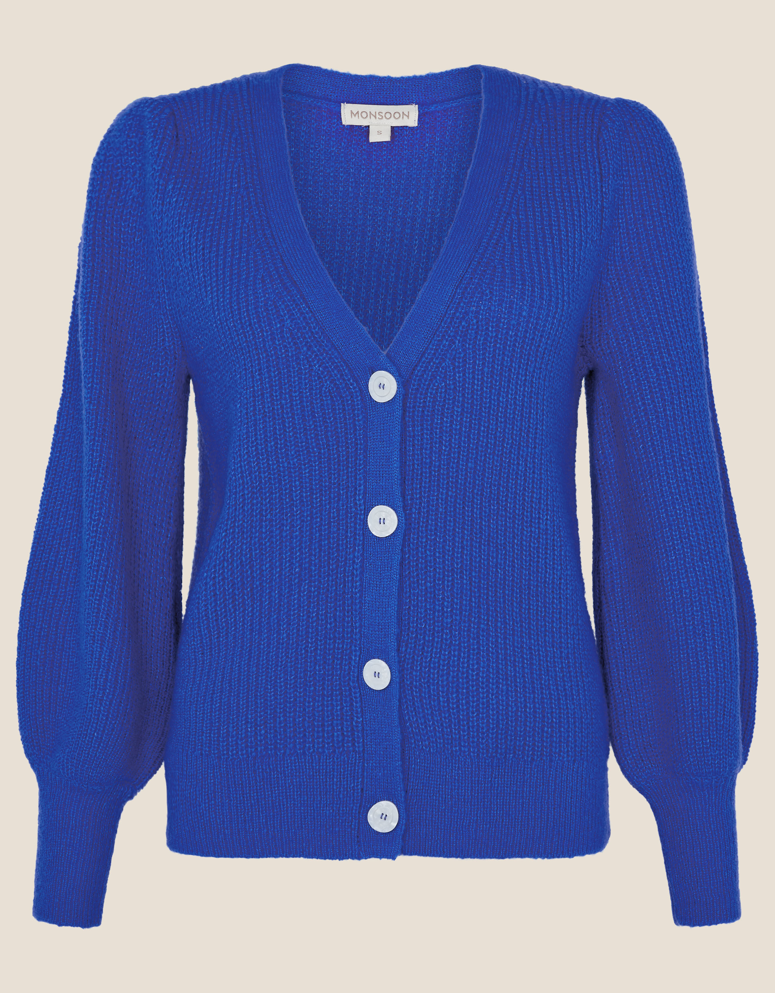 Plain Rib Cardigan Blue
