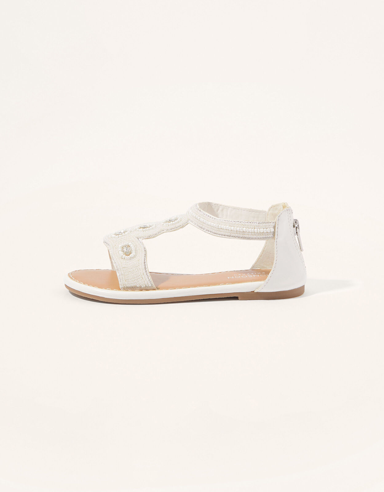 White shop beaded sandals