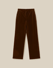Mila Velvet Straight Leg Trousers, Green (KHAKI), large