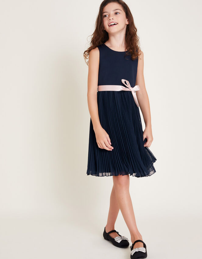 Sally Scuba Pleated Dress, Blue (NAVY), large