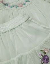 Baby Amina Floral Embroidered Top & Skirt Set, Green (SAGE), large