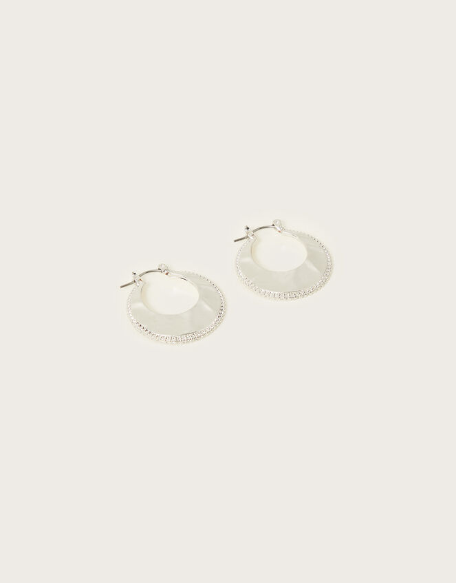 Textured Flat Hoop Earrings, , large