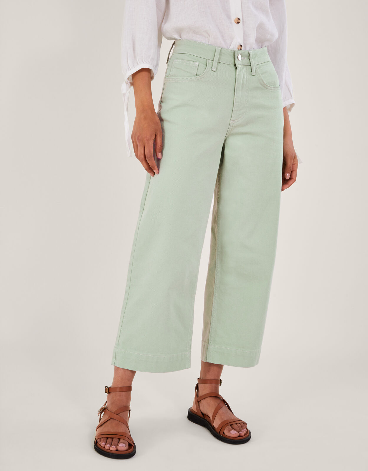 Green cropped hotsell jeans