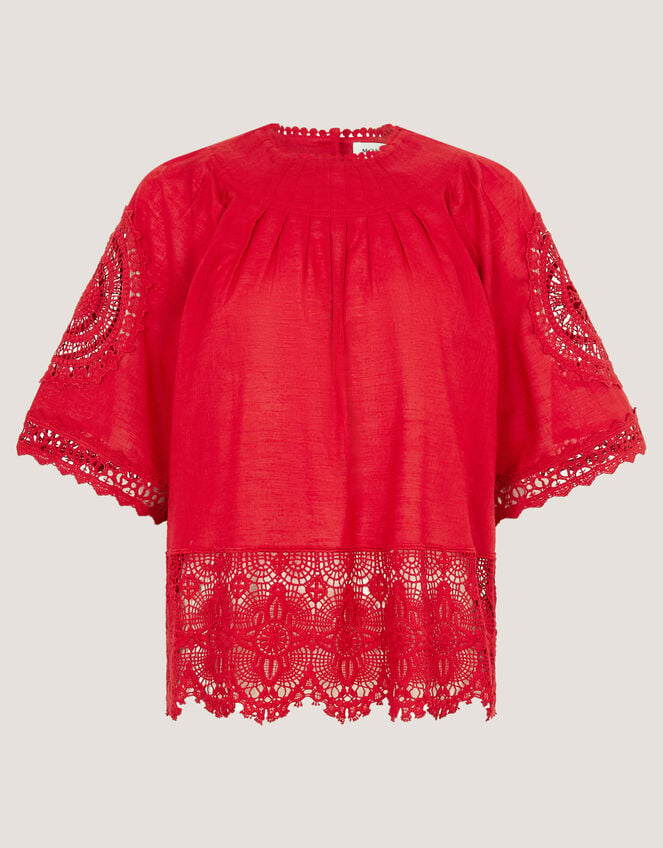 Emory Floral Lace Top, Red (RED), large