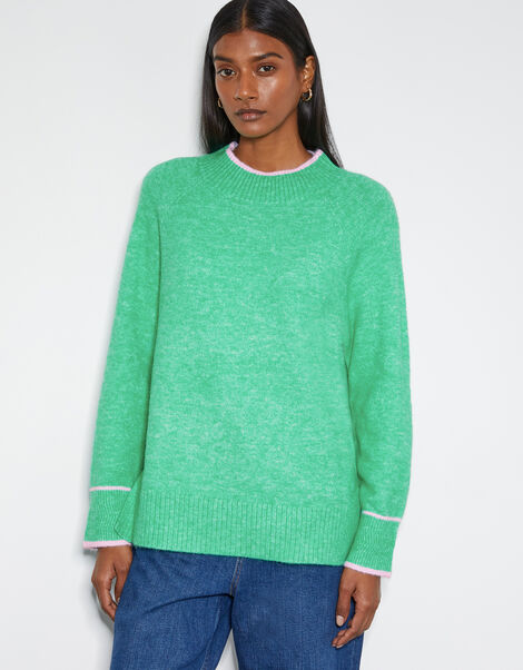 Oti Oversized Mock Neck Jumper, Green (GREEN), large