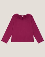 Christmas House Embellished Long Sleeve Top, Red (BURGUNDY), large