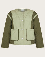 Lulu Quilted Two-Tone Jacket, Green (KHAKI), large