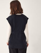 Cohen Tie Waist Cable Knit Vest, Blue (NAVY), large