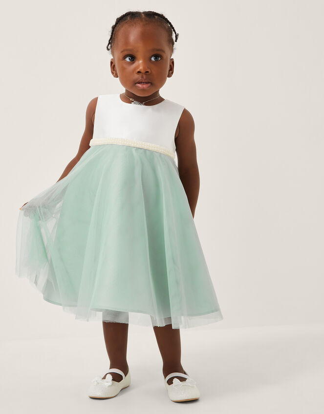 Baby Duchess Pearl Swing Dress, Green (SAGE), large