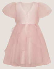 Raphela Puff Sleeve Bow Party Dress, Pink (PINK), large