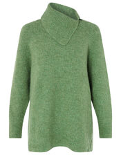 LOUNGE Split Neck Knit Jumper , Green (GREEN), large