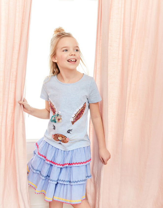 Sequin Bunny T-Shirt, Blue (BLUE), large