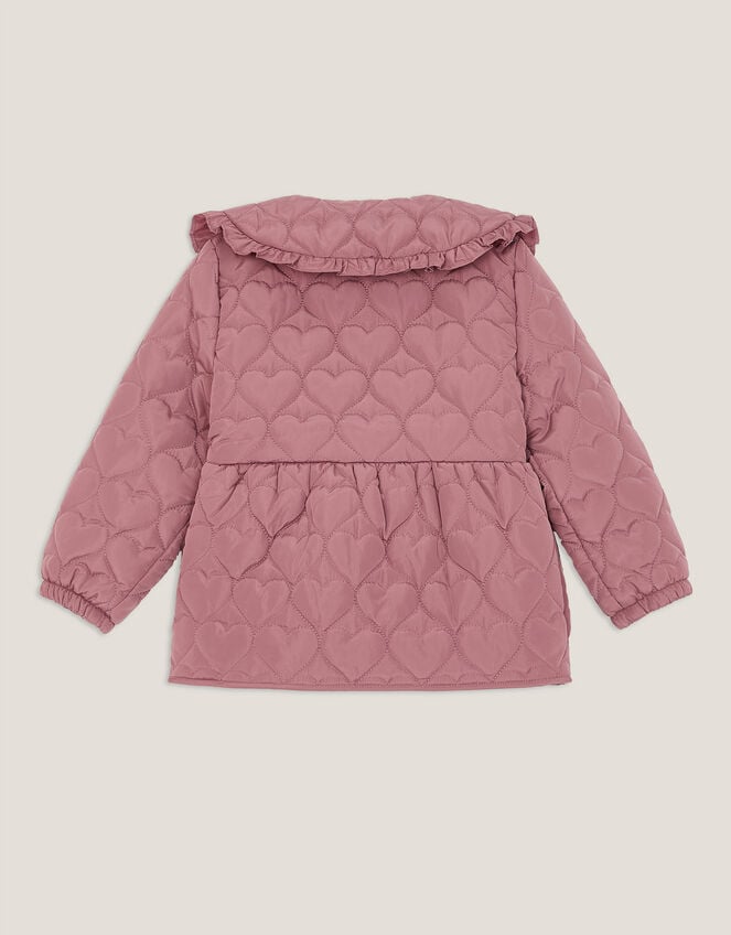 Embroidered Heart Quilted Coat, Pink (PINK), large