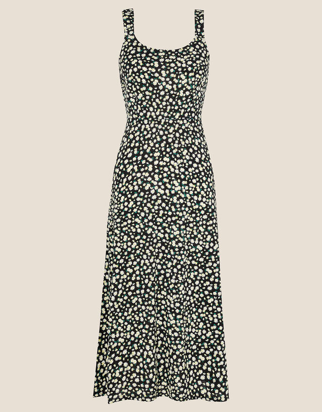 Ditsy Jersey Midi Dress, Black (BLACK), large