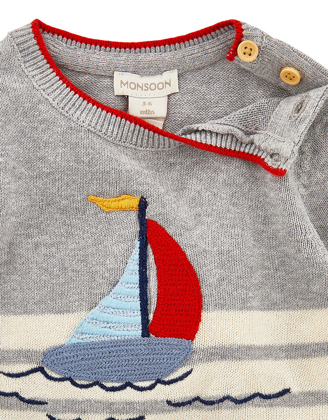 Newborn Freddie Boat Knit Sleepsuit , Grey (GREY), large