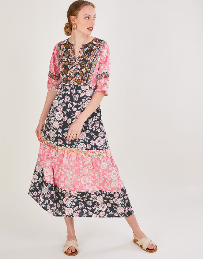 Premium Floral Print Dress in Sustainable Cotton, Pink (PINK), large