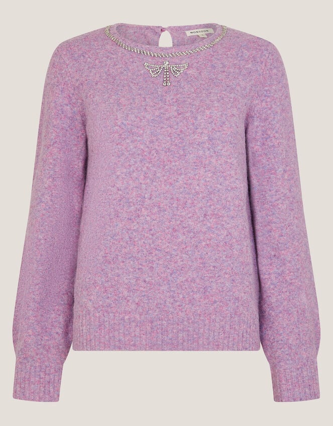 Ellen Diamant&eacute; Embellished Jumper, Purple (LILAC), large