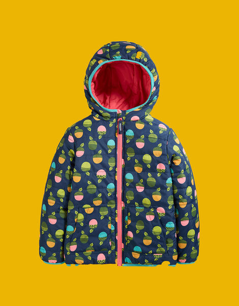 Frugi Reversible Toasty Trail Jacket, Blue (NAVY), large
