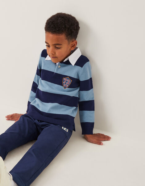 Varsity Stripe Polo Jumper, Blue (BLUE), large