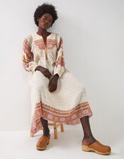 East Tilly Print Smock Dress, Yellow (MUSTARD), large