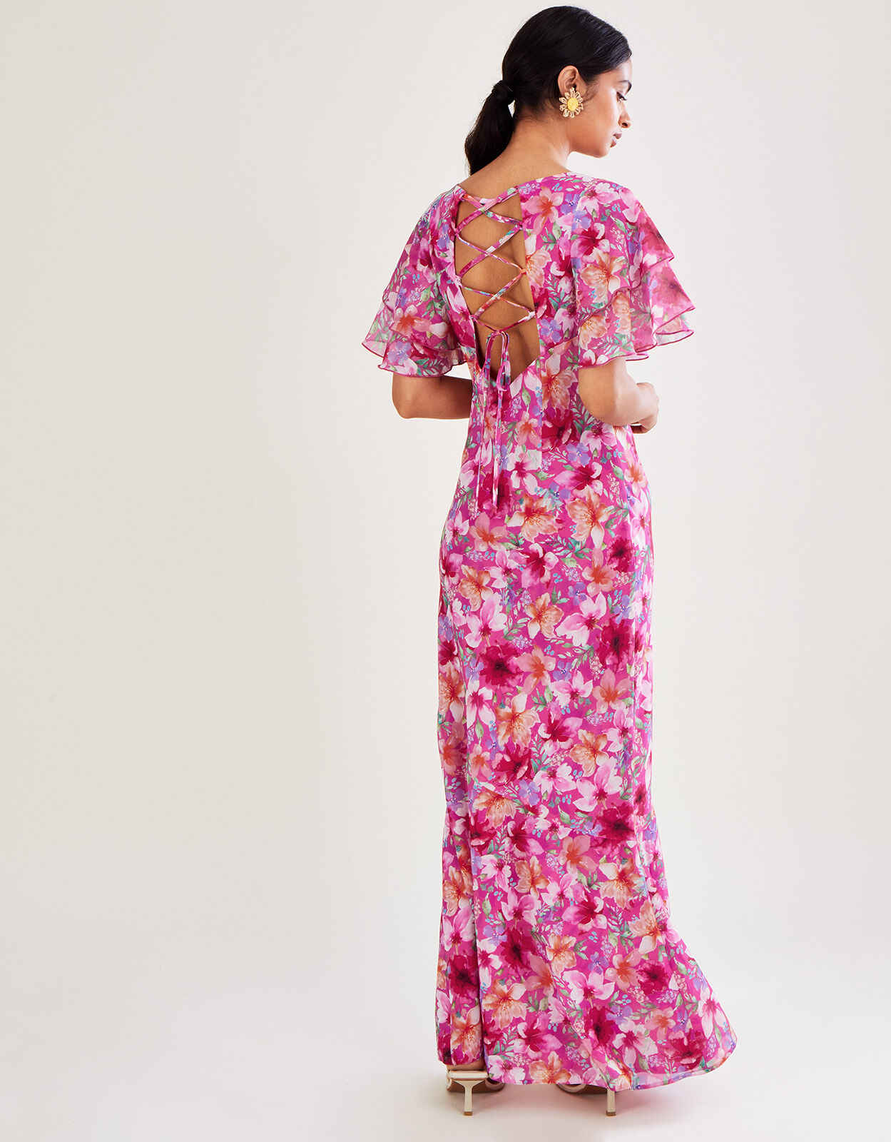 Pia Floral Print Maxi Dress Pink