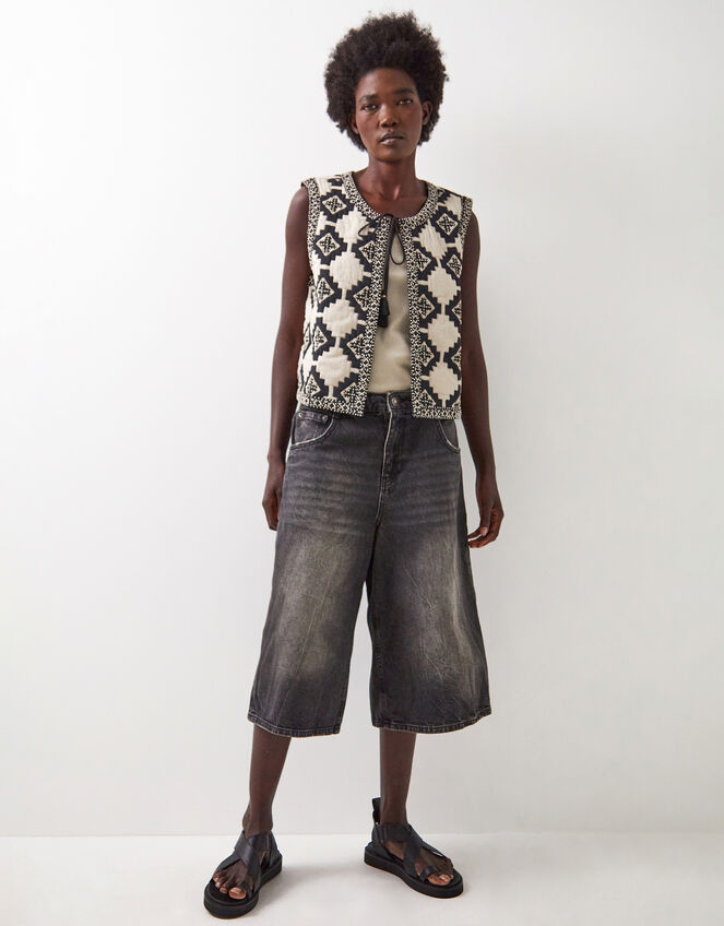 East Kaira Beaded Geometric Waistcoat, Grey (CHARCOAL), large