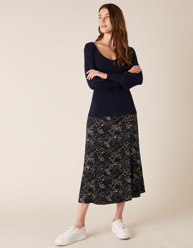 Sweetheart Neck Jumper, Blue (NAVY), large