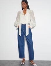 Mae Organza Pussybow Blouse, Ivory (IVORY), large