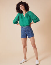 Relaxed Blouse in Linen Gauze, Green (GREEN), large