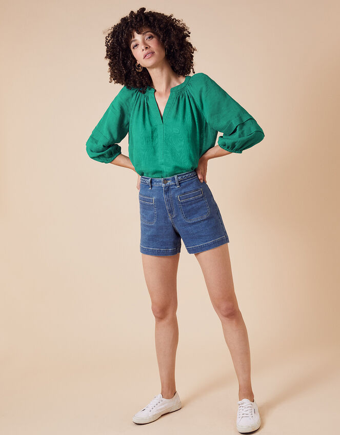 Relaxed Blouse in Linen Gauze, Green (GREEN), large