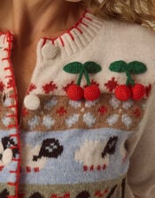 Fi Fair Isle Christmas Cardigan, Ivory (IVORY), large