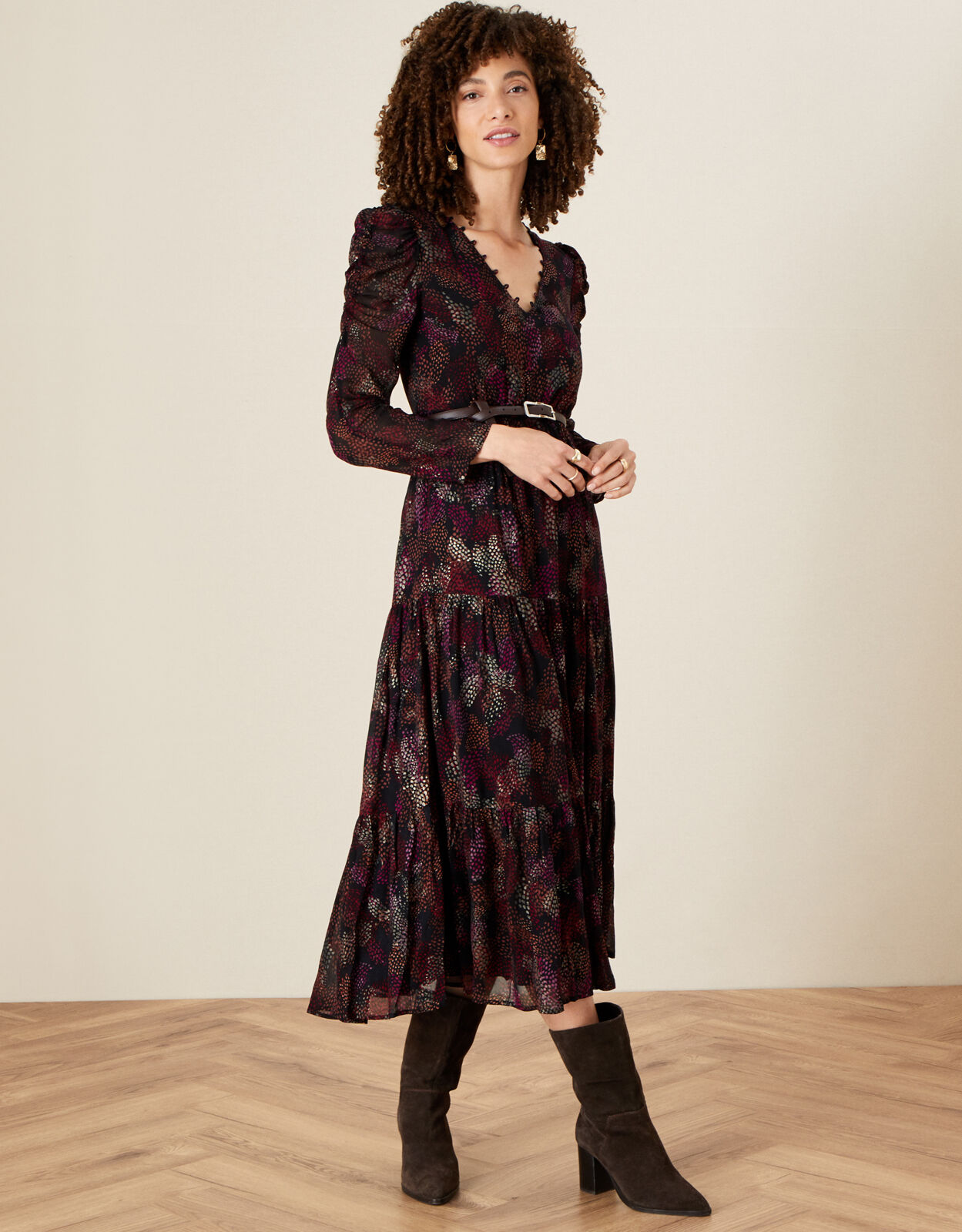 Blake Tiered Midi Dress Black Monsoon Global Navigation Catalog Monsoon Global