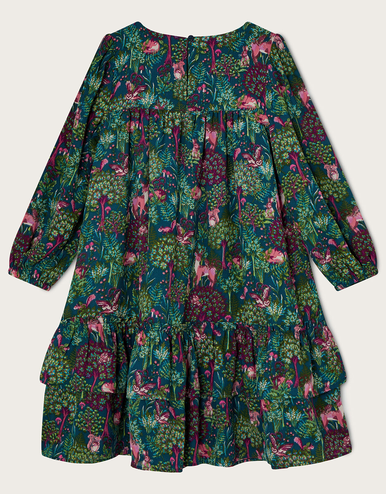 Woodland Deer Scene Long Sleeve Dress 