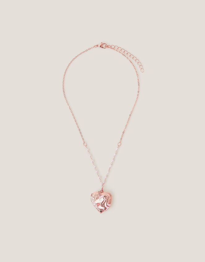 Unicorn Heart Locket Necklace, , large