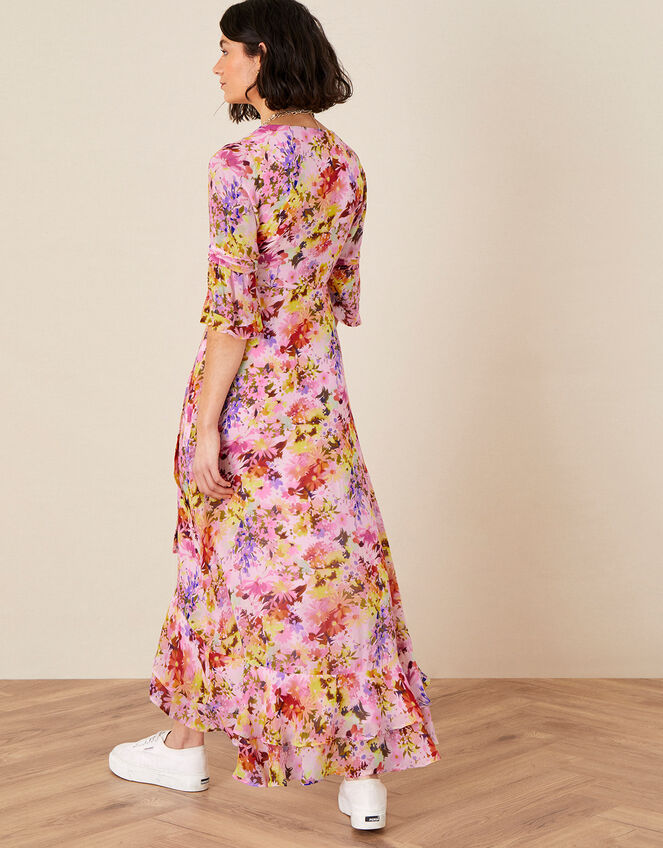 Helen Dealtry Krishana Floral Wrap Dress, Pink (BLUSH), large