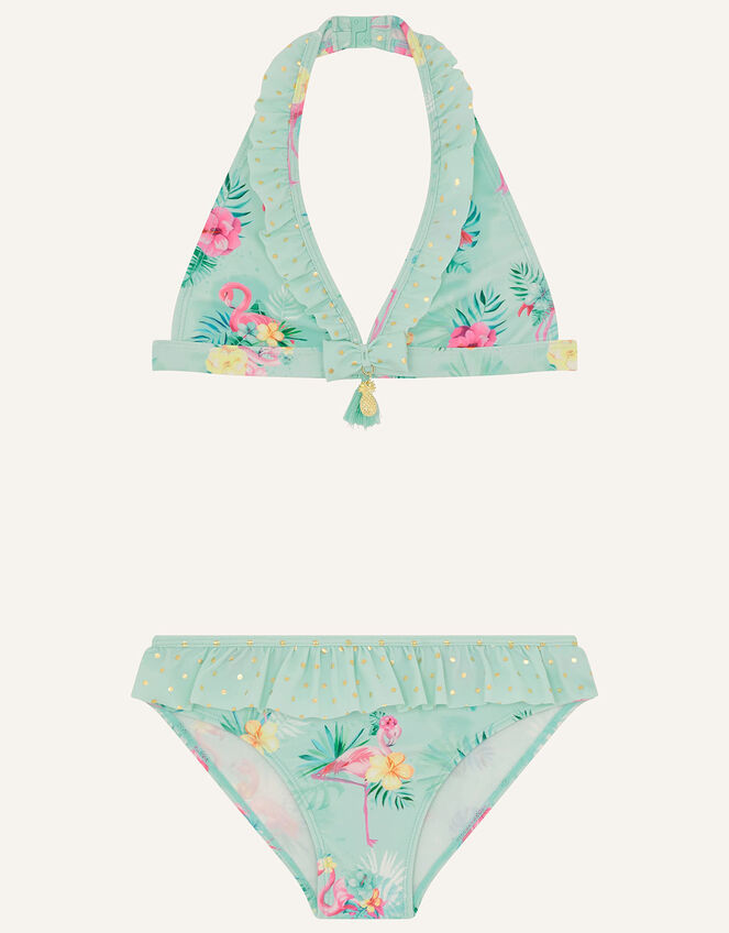 Flamingo and Foil Spot Bikini Set, Blue (AQUA), large