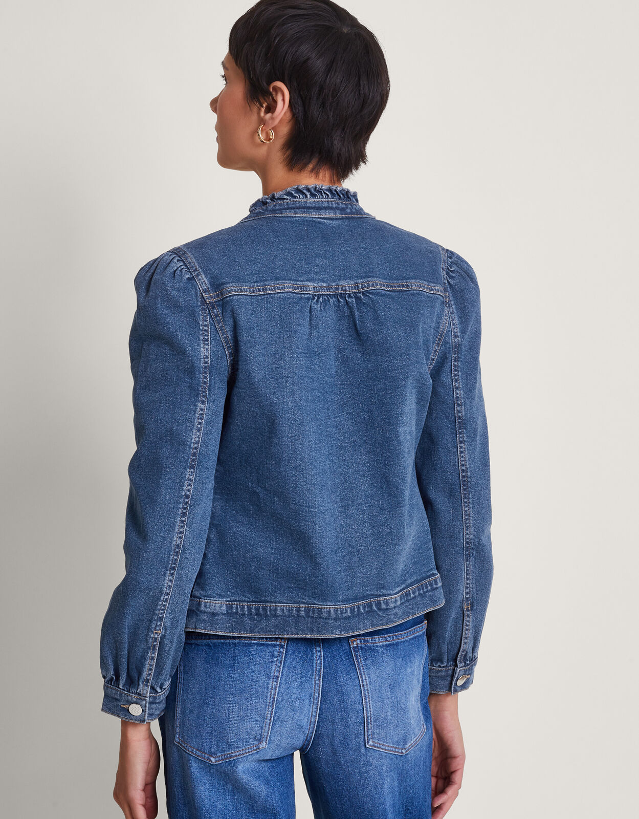 Louisa Frill Denim Jacket Blue Casualwear Monsoon Global
