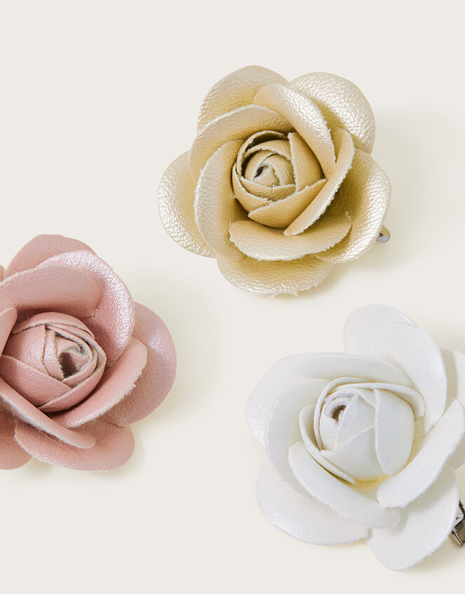 Shimmer Garden Flower Hair Clips Set of Three, , large