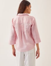 Elsie Linen Pleated Blouse, Pink (PALE PINK), large